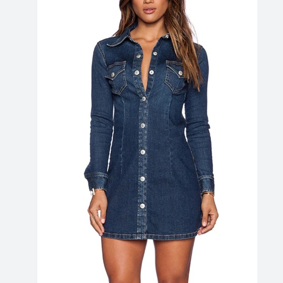 Ag Adriano Goldschmied Dresses & Skirts - AG Jeans X Alexa Chung The Pixie Denim Snap up Dress in Lightsome